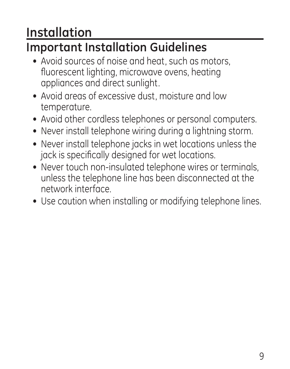 Installation, Important installation guidelines | GE 29568 User Manual | Page 9 / 56