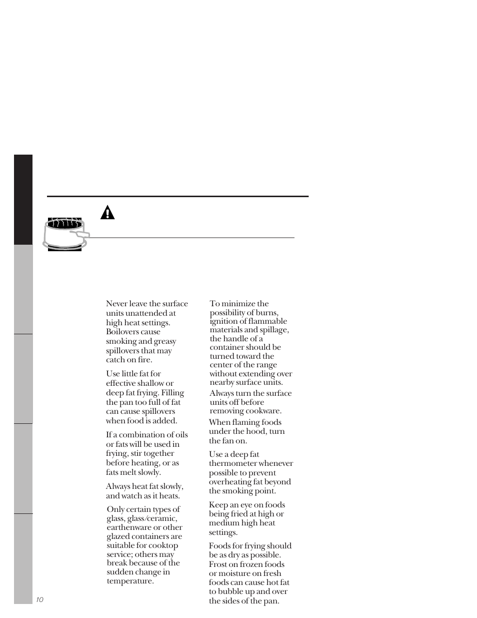 Oven, Surface units –12, Warning | GE 164D3333P159 User Manual | Page 10 / 56