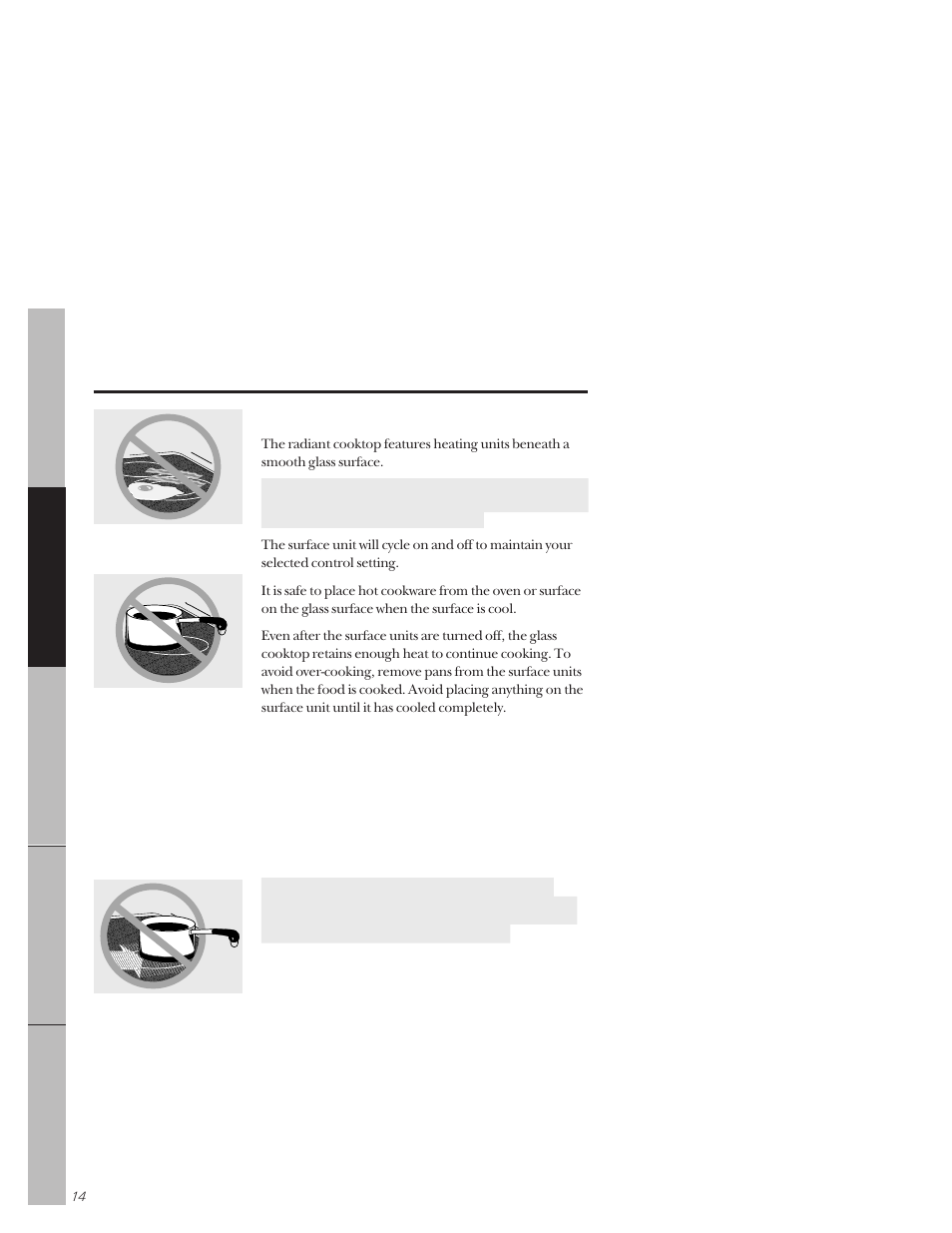 Using the radiant surface units | GE 164D3333P159 User Manual | Page 14 / 56