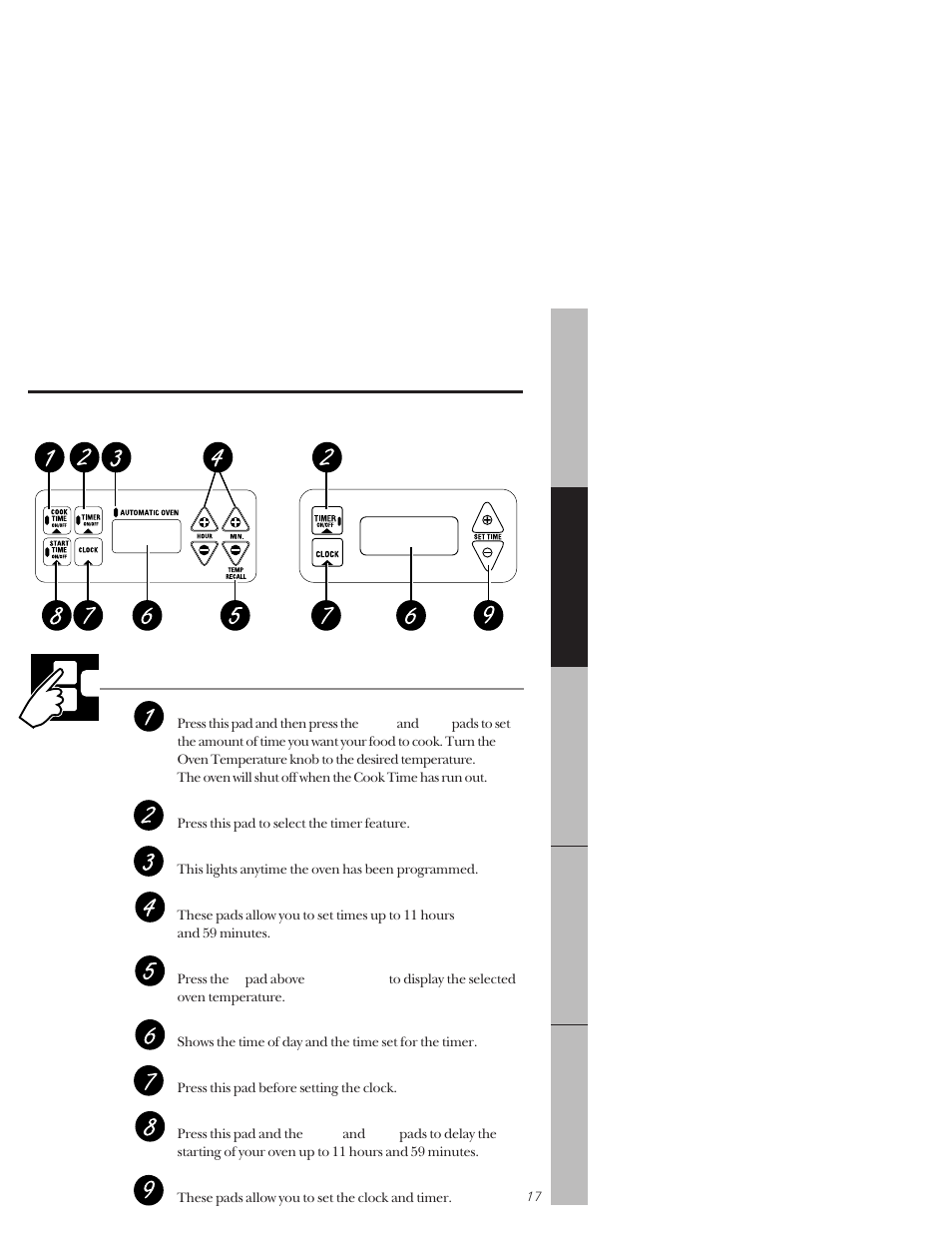 Using the oven –27, Using the oven controls, Clock and timer features | GE 164D3333P159 User Manual | Page 17 / 56