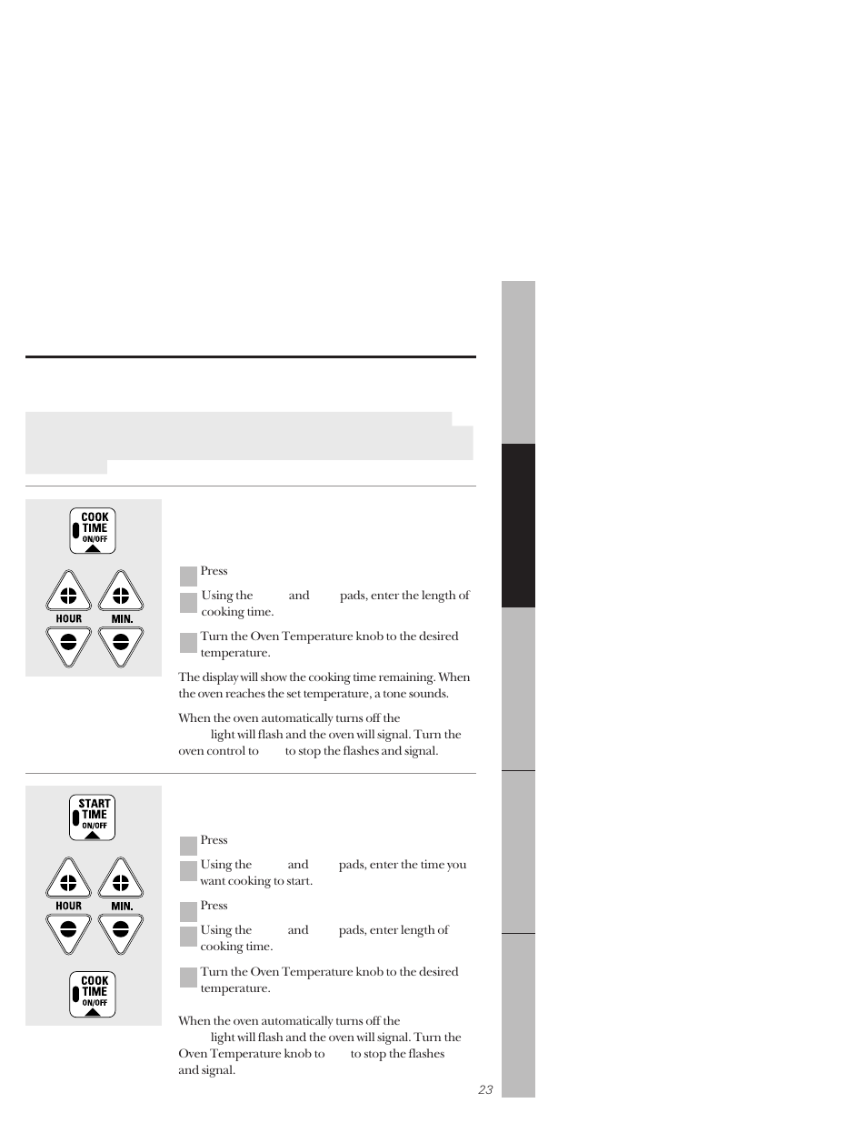 Timed baking and roasting, Using the timed baking and roasting features | GE 164D3333P159 User Manual | Page 23 / 56
