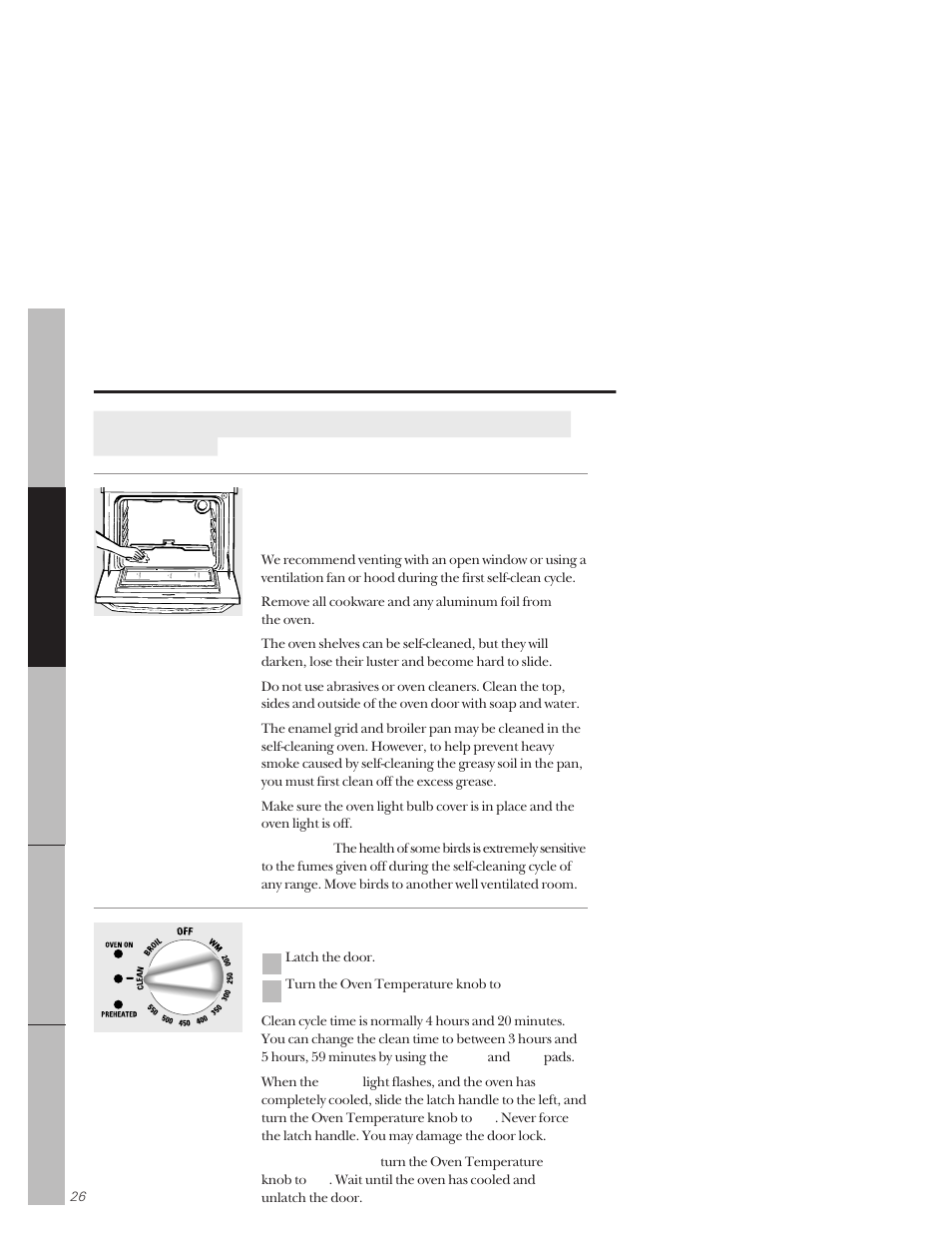 Using the self-cleaning oven, Using the self-cleaning oven 26, 27 | GE 164D3333P159 User Manual | Page 26 / 56