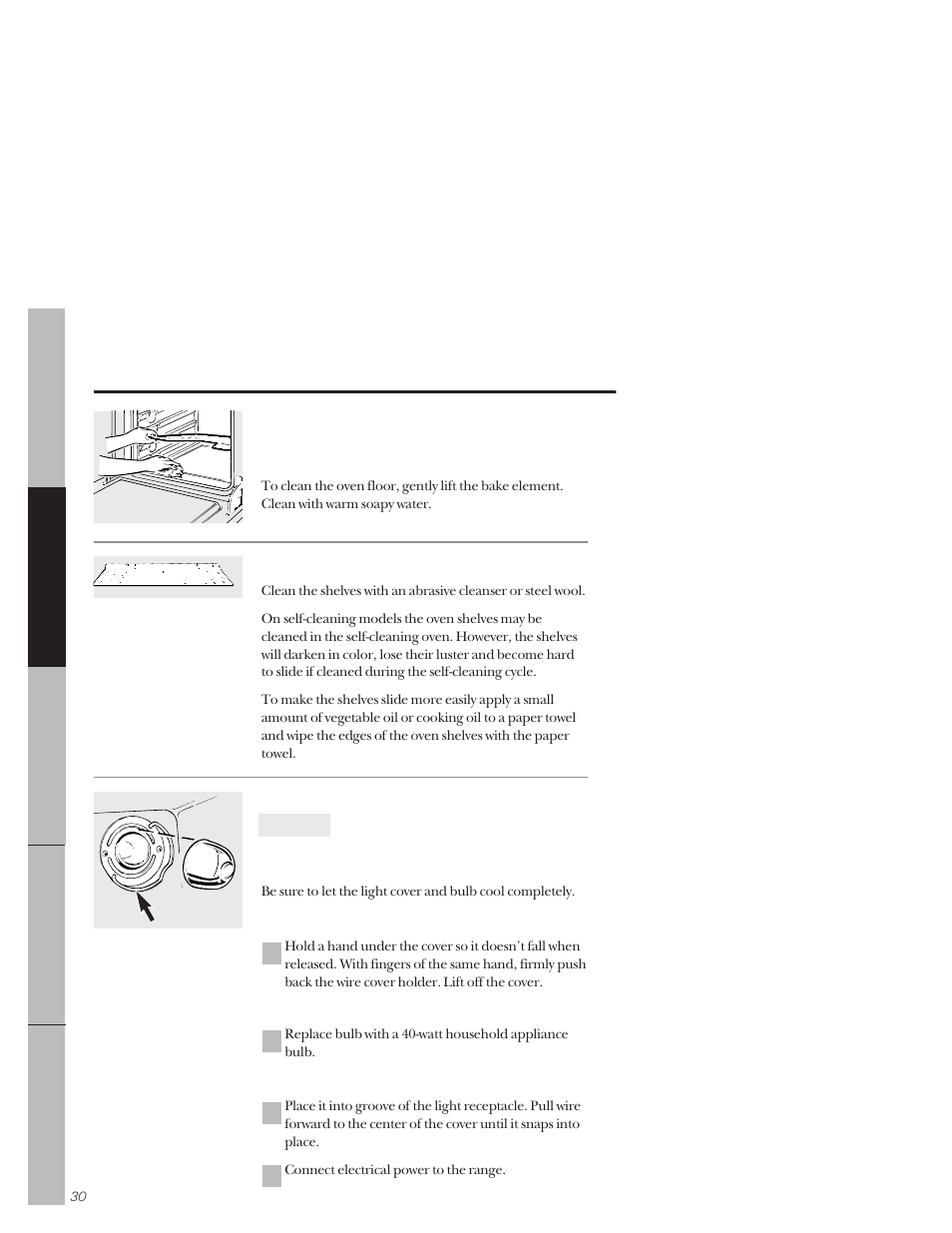 Care and cleaning of the range | GE 164D3333P159 User Manual | Page 30 / 56