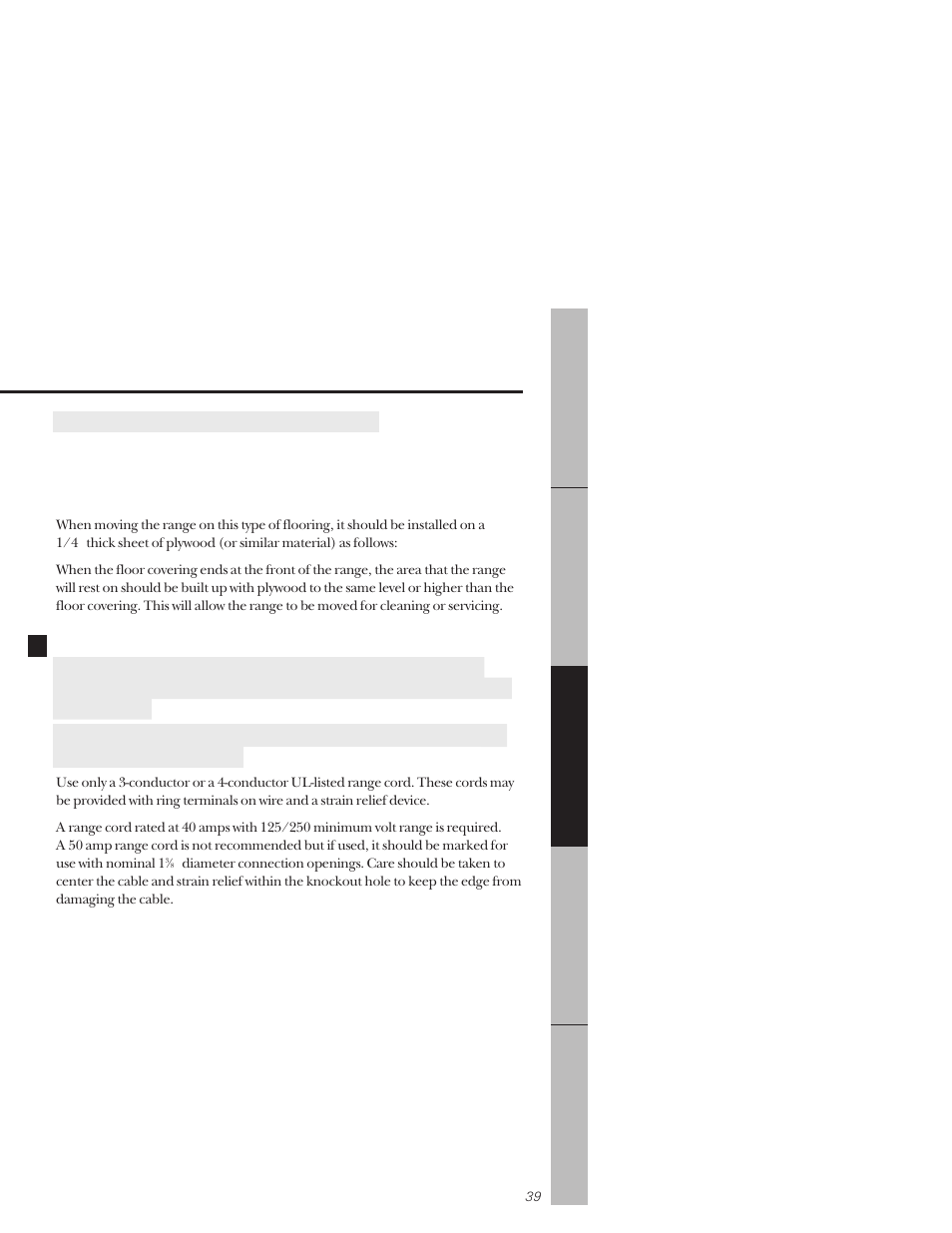 Flooring, Electrical connection, Flooring electrical connection –44 | GE 164D3333P159 User Manual | Page 39 / 56