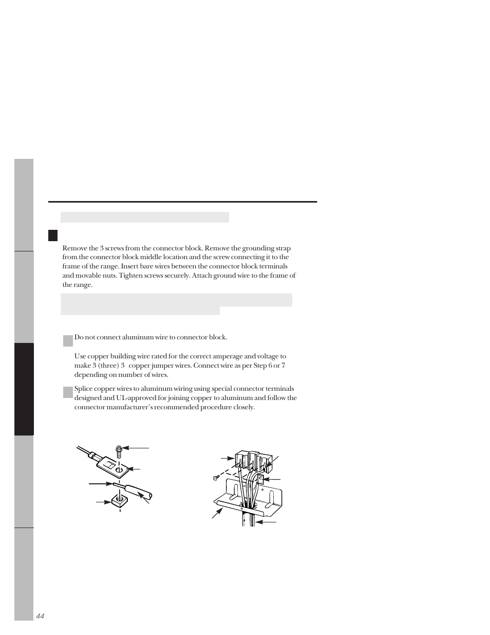 Ba 7, Installation of the range | GE 164D3333P159 User Manual | Page 44 / 56