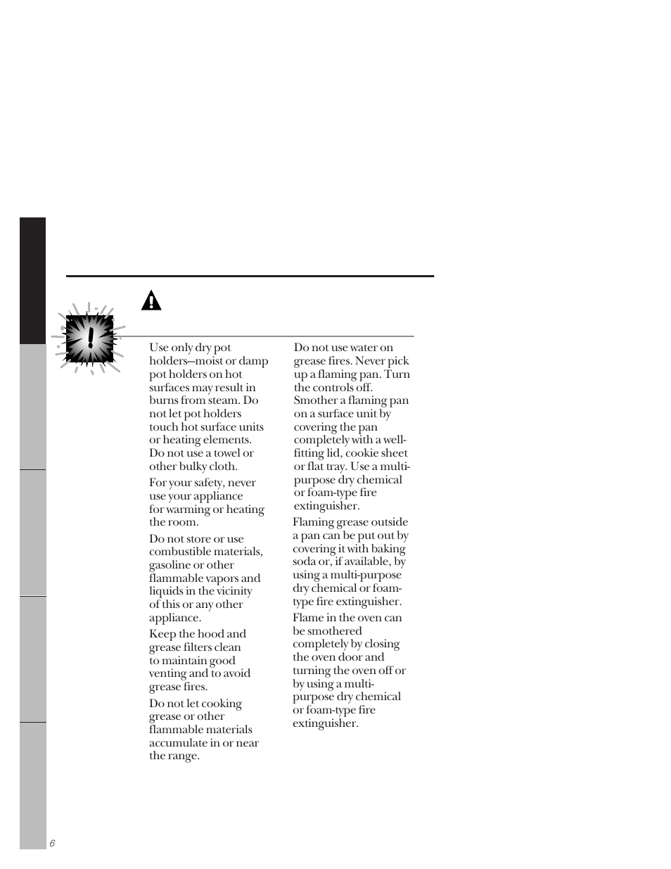 Safety precautions, Warning | GE 164D3333P159 User Manual | Page 6 / 56