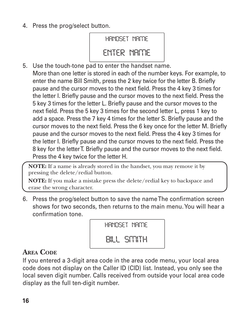 Enter name bill smith | GE 25826GC User Manual | Page 16 / 128