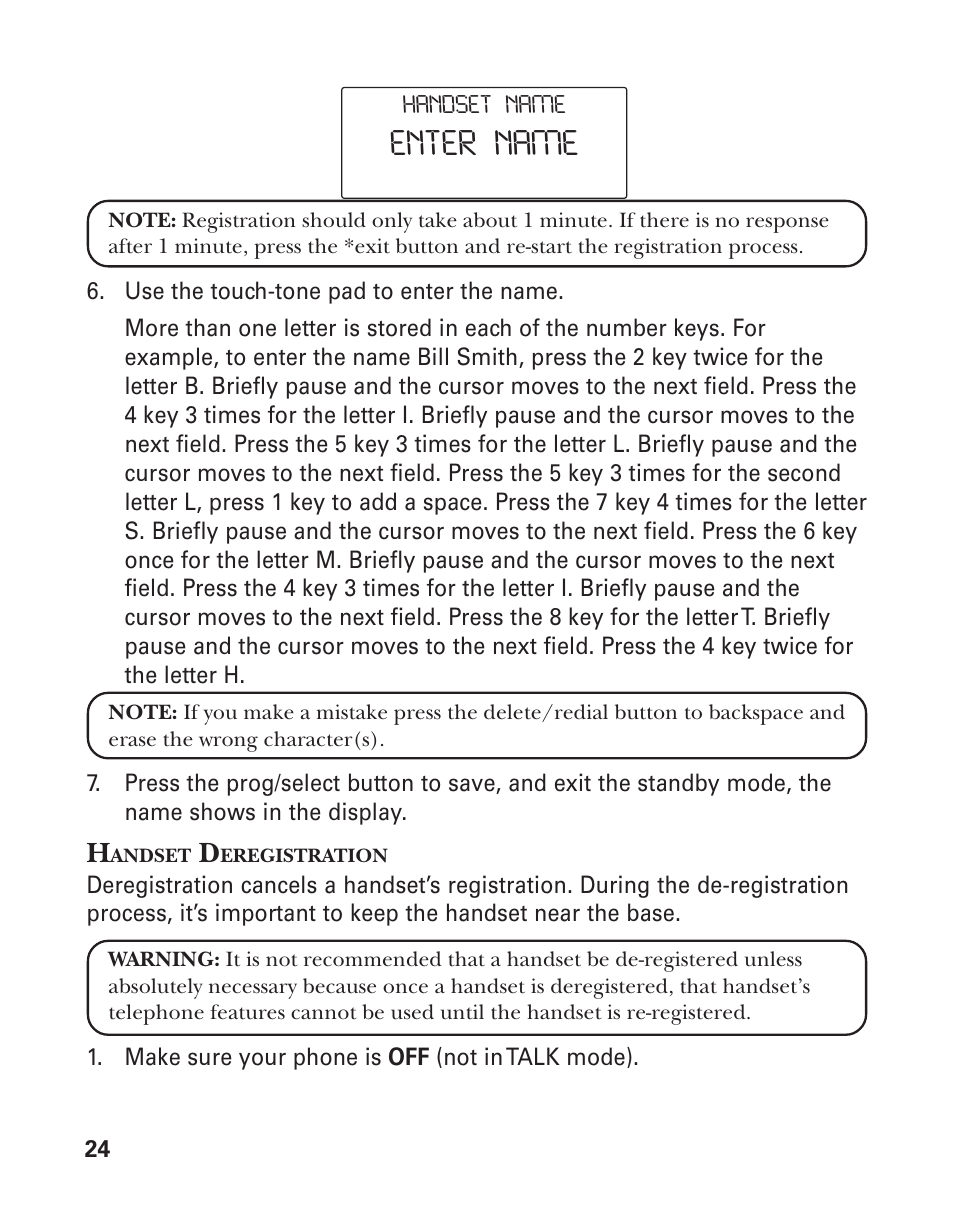 Enter name | GE 25826GC User Manual | Page 24 / 128