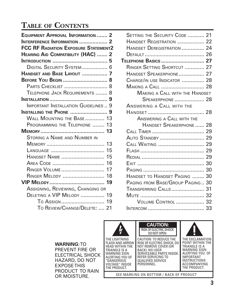 Able, Ontents | GE 25826GC User Manual | Page 3 / 128