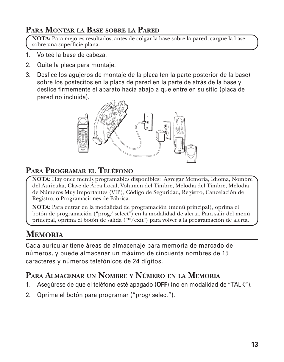 Emoria, Asegúrese de que el teléfono esté apagado, Ontar | Sobre, Ared, Rogramar, Eléfono, Lmacenar, Ombre, Úmero | GE 25826GC User Manual | Page 77 / 128