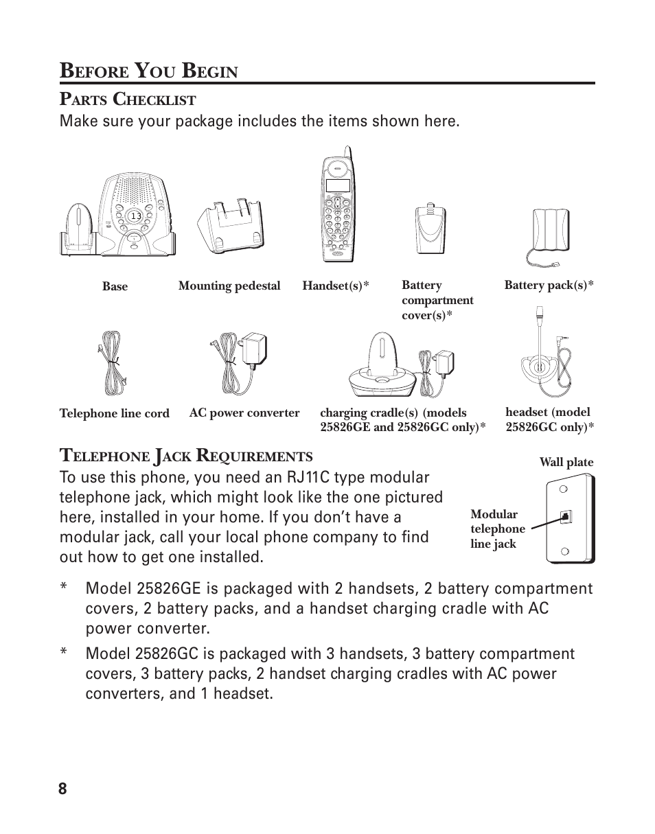 Efore, Egin, Arts | Hecklist, Elephone, Equirements | GE 25826GC User Manual | Page 8 / 128