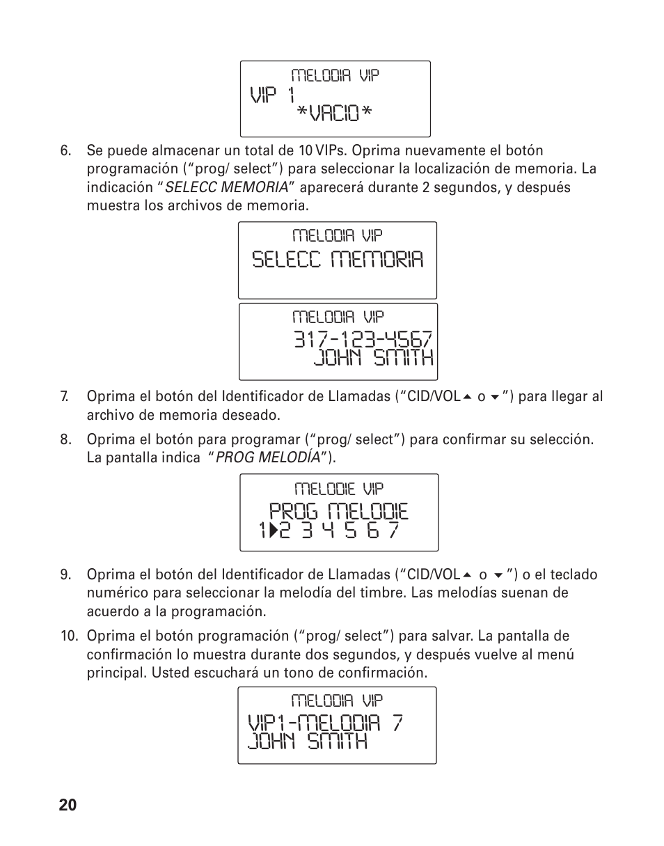 Prog melodie, Vacio, John smith vip1‐melodia 7 | GE 25826GC User Manual | Page 84 / 128