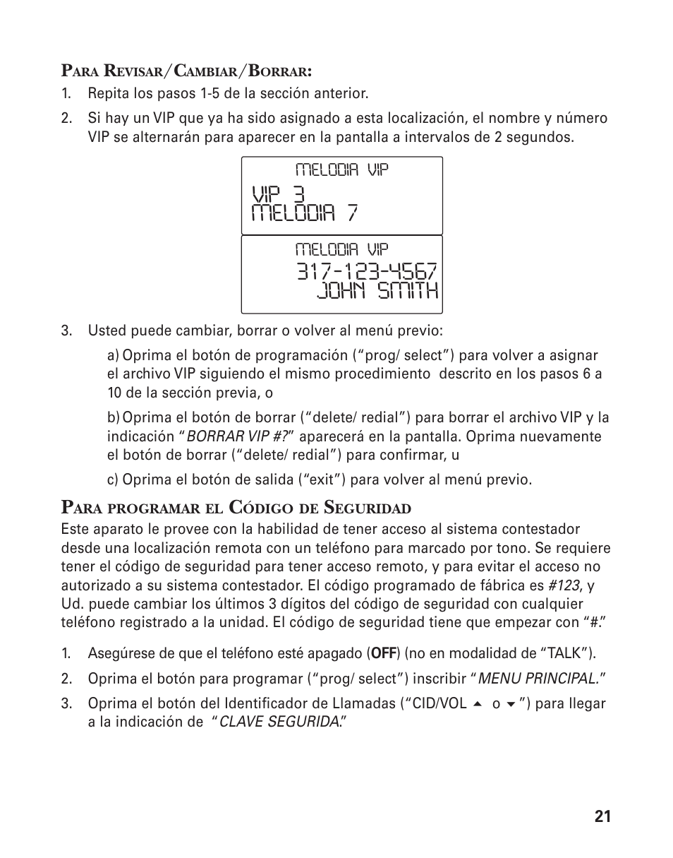 Vip 3 melodia 7 | GE 25826GC User Manual | Page 85 / 128
