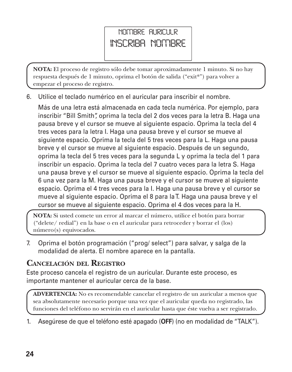 Inscriba nombre | GE 25826GC User Manual | Page 88 / 128
