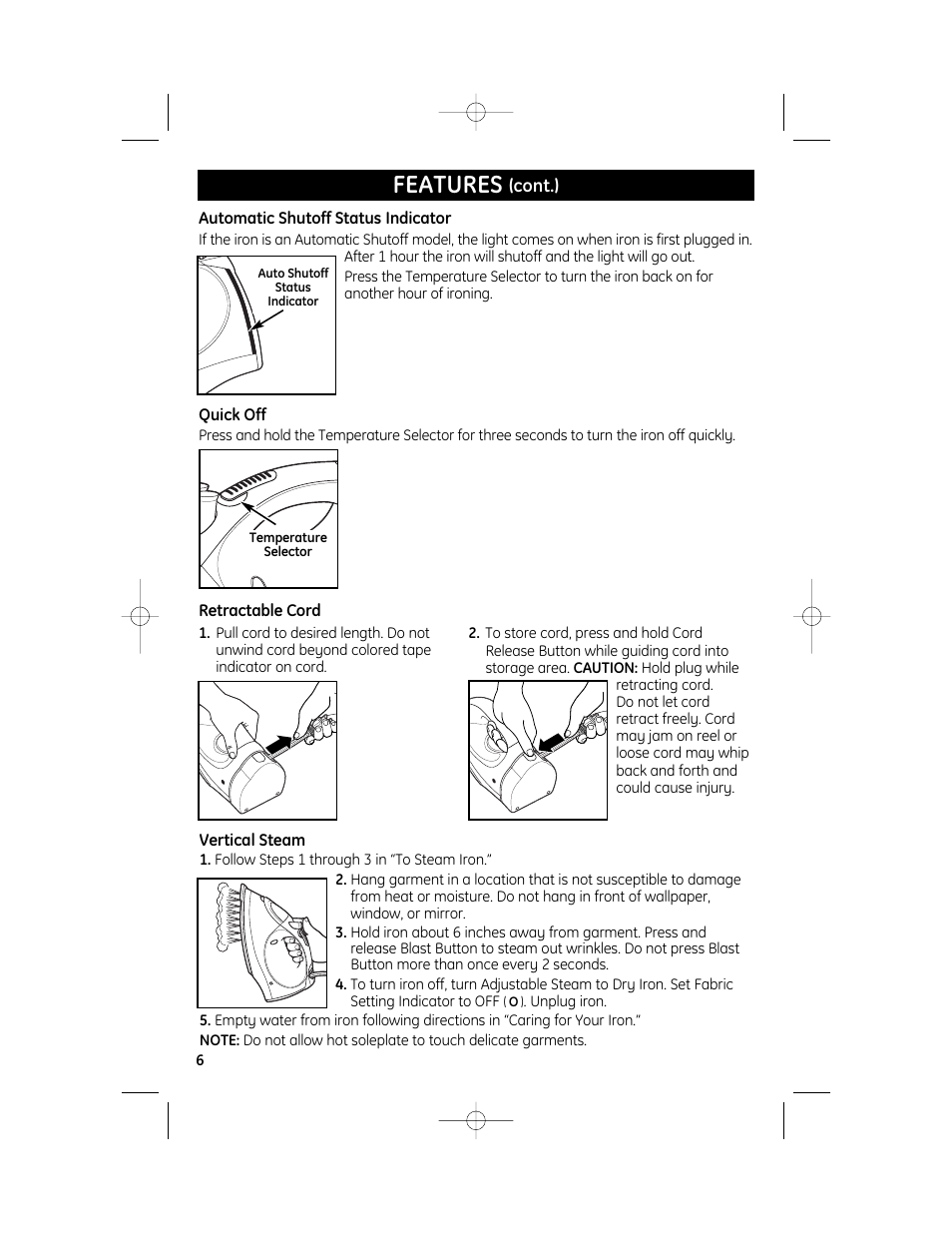 Features | GE 840173100 User Manual | Page 6 / 8