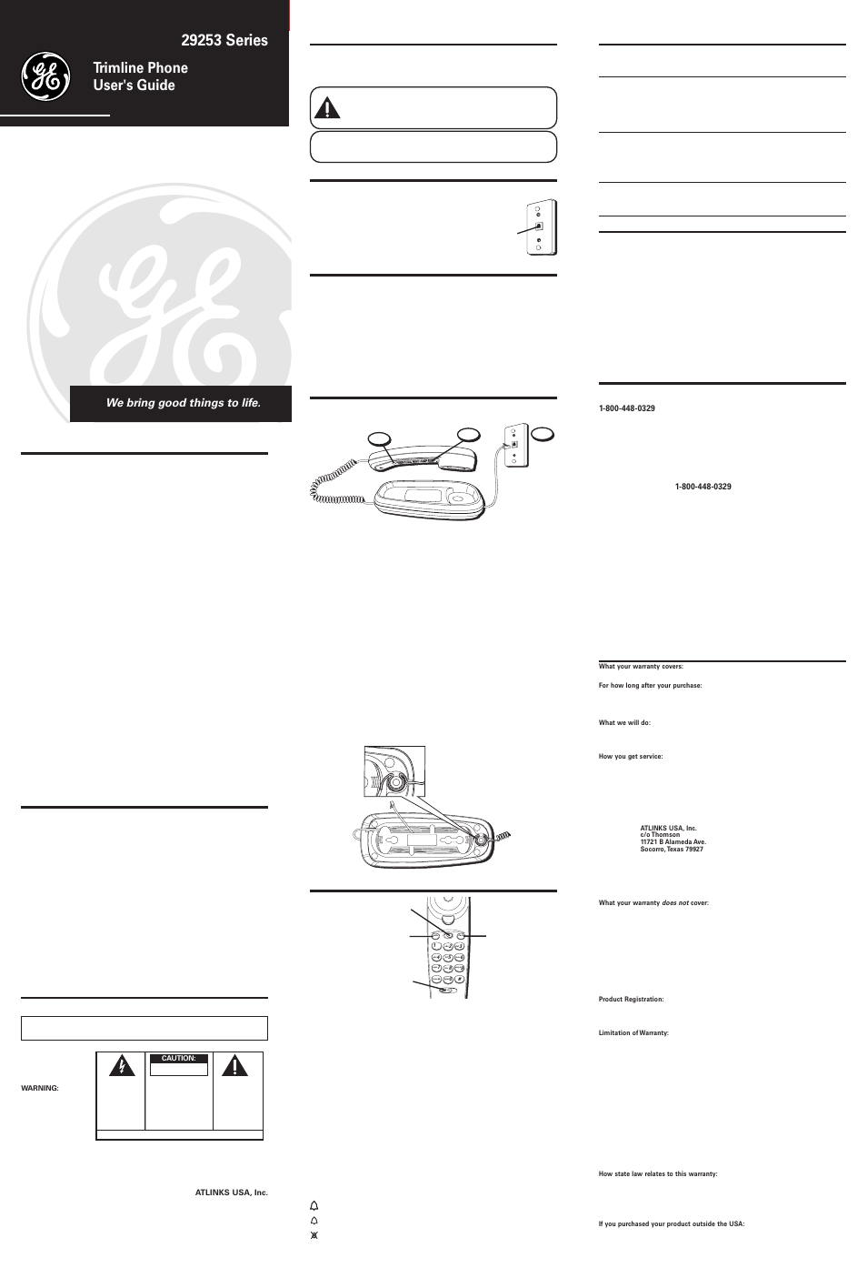 GE TRIMLINE PHONE 29253 User Manual | 2 pages