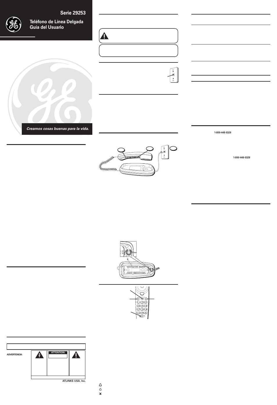 Teléfono de línea delgada guía del usuario, Cca) | GE TRIMLINE PHONE 29253 User Manual | Page 2 / 2