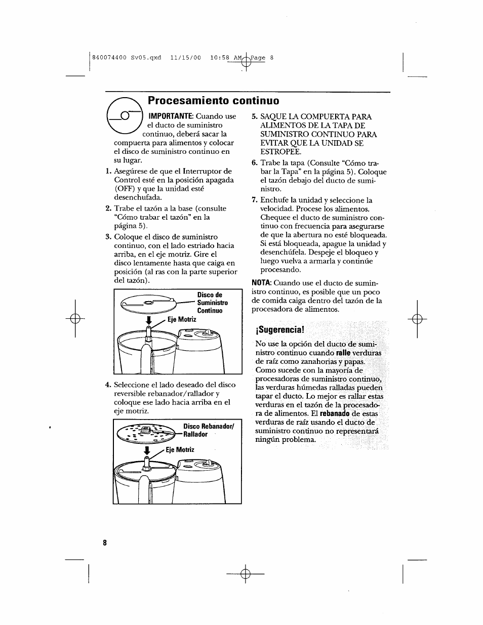 Procesamiento continuo | GE 106622 User Manual | Page 26 / 36