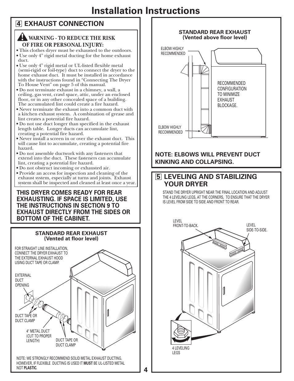 Installation instructions | GE DCCD330EGWC User Manual | Page 4 / 8