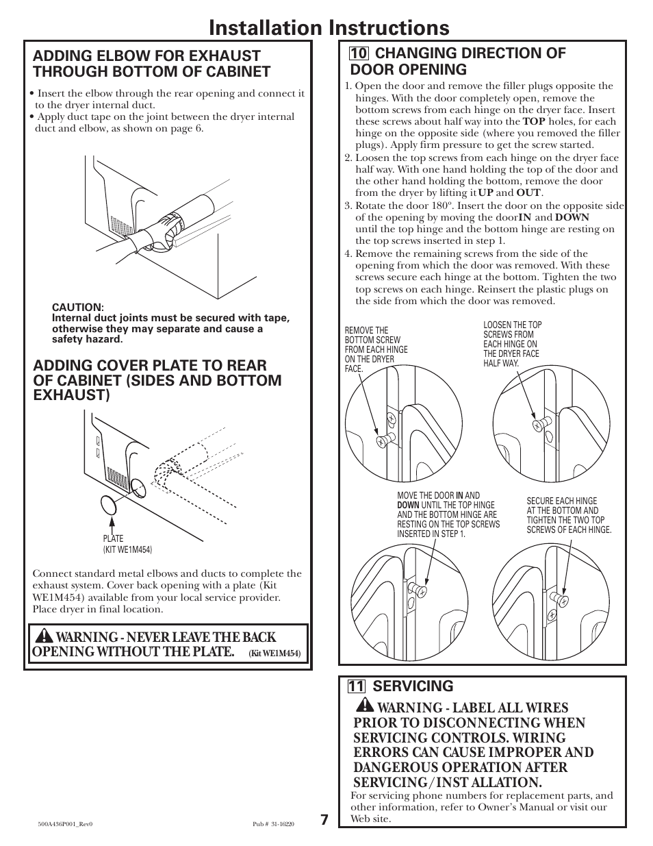 Installation instructions | GE DCCD330EGWC User Manual | Page 7 / 8