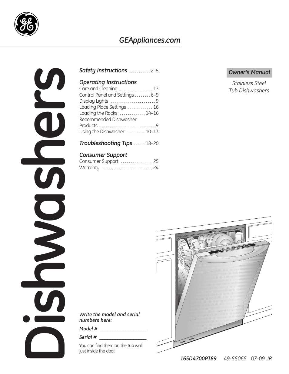 GE 165D4700P389 49-55065 07-09 JR User Manual | 48 pages