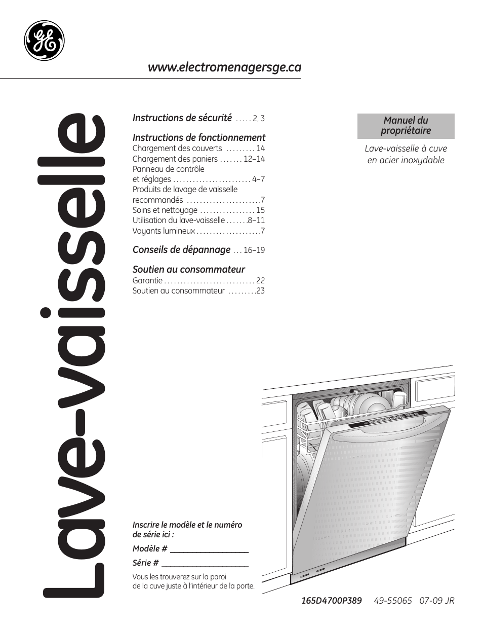 La ve -v aisse lle | GE 165D4700P389 49-55065 07-09 JR User Manual | Page 26 / 48