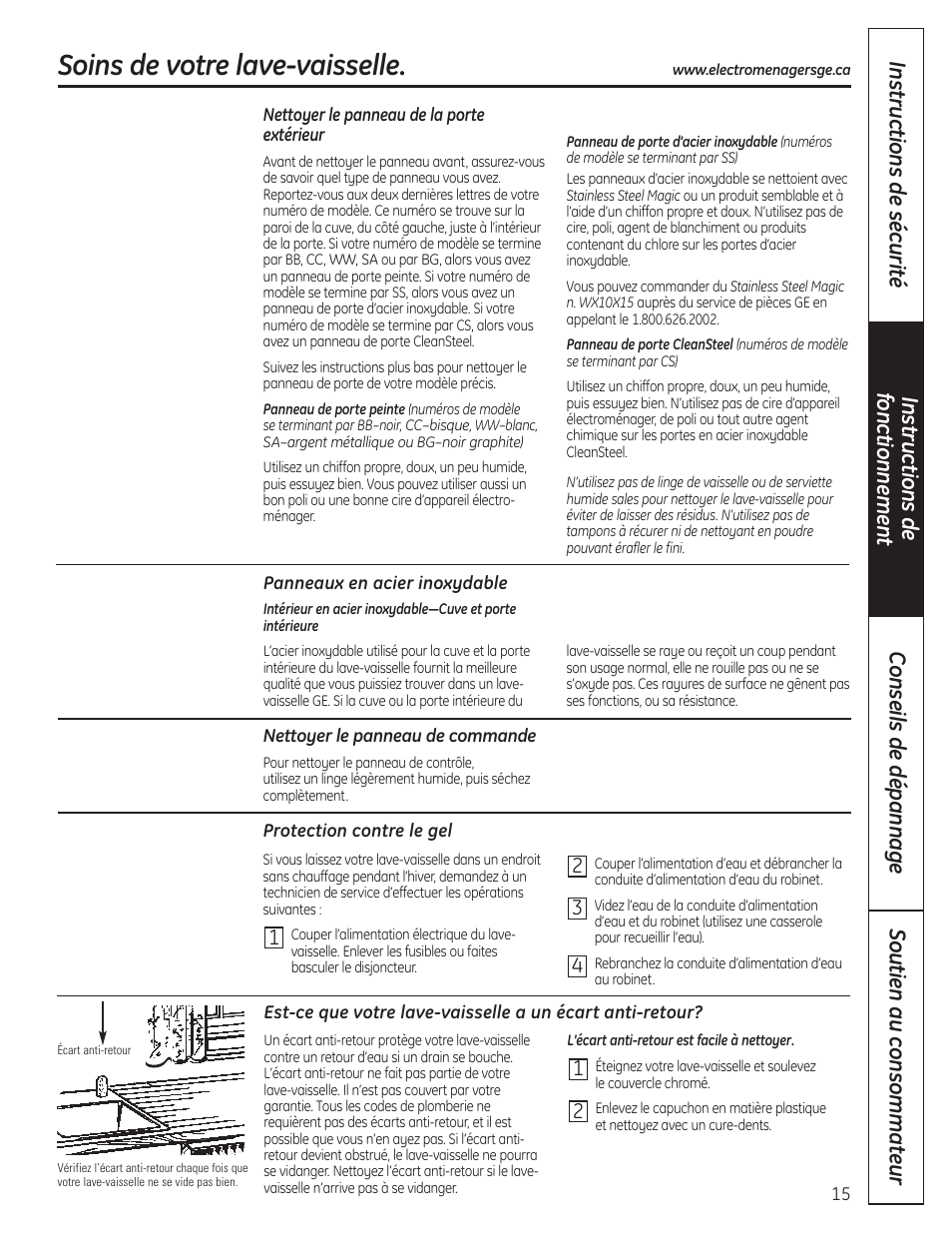 Soins de votre lave-vaisselle | GE 165D4700P389 49-55065 07-09 JR User Manual | Page 40 / 48