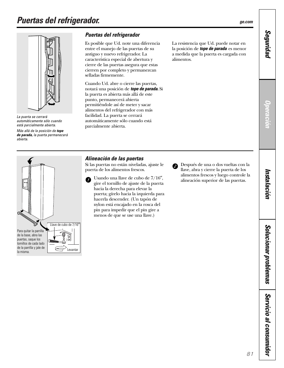 Puertas del refrigerador | GE 25 and 27 User Manual | Page 81 / 108