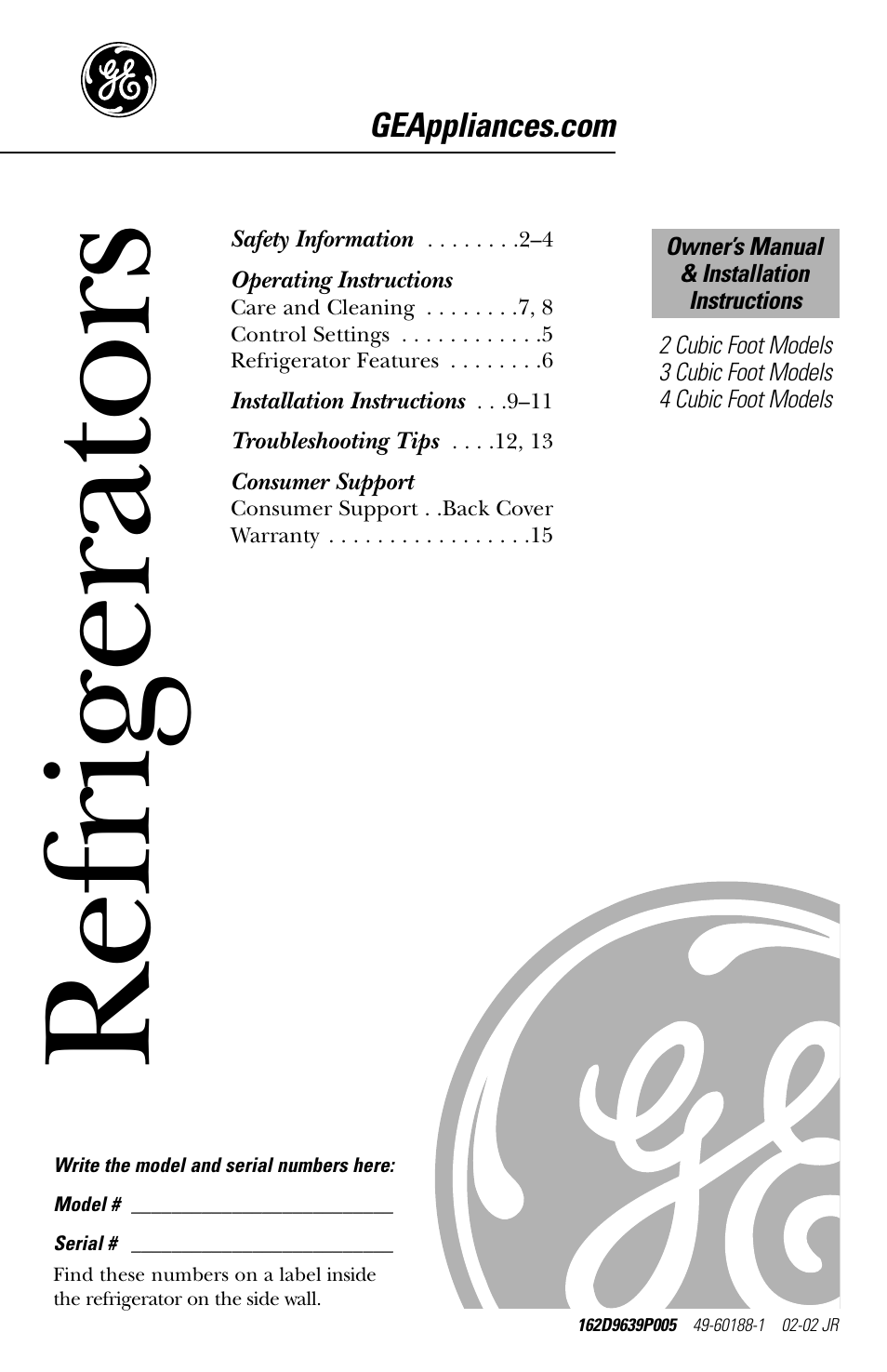 GE 49-60188-1 User Manual | 16 pages