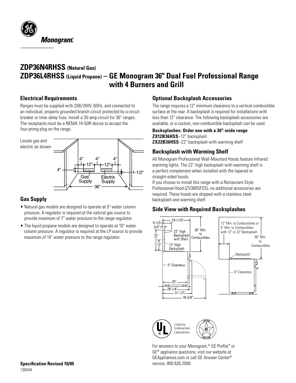 Zdp36n4rhss, Zdp36l4rhss | GE ZDP36L4RHSS4 User Manual | Page 2 / 3