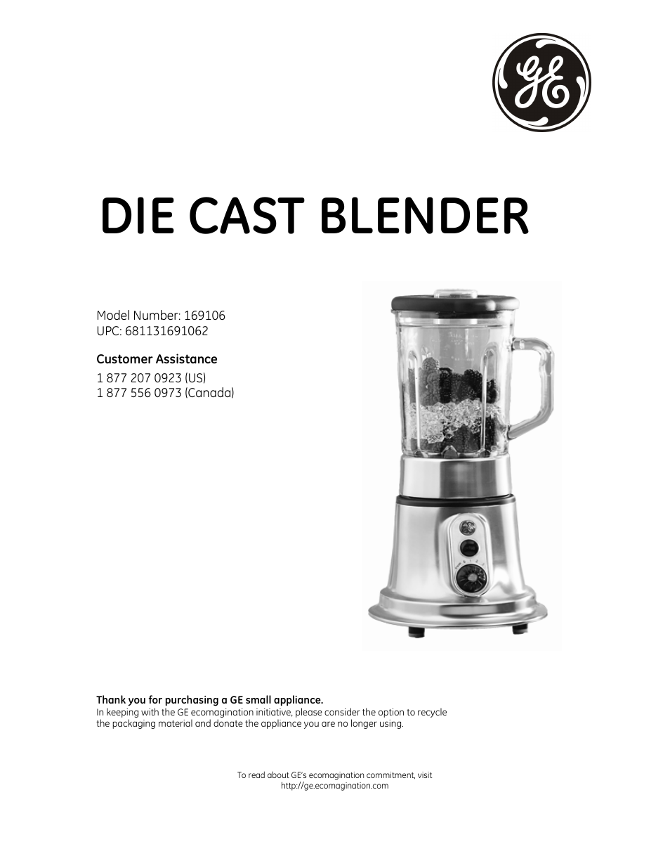 GE 169106 User Manual | 8 pages