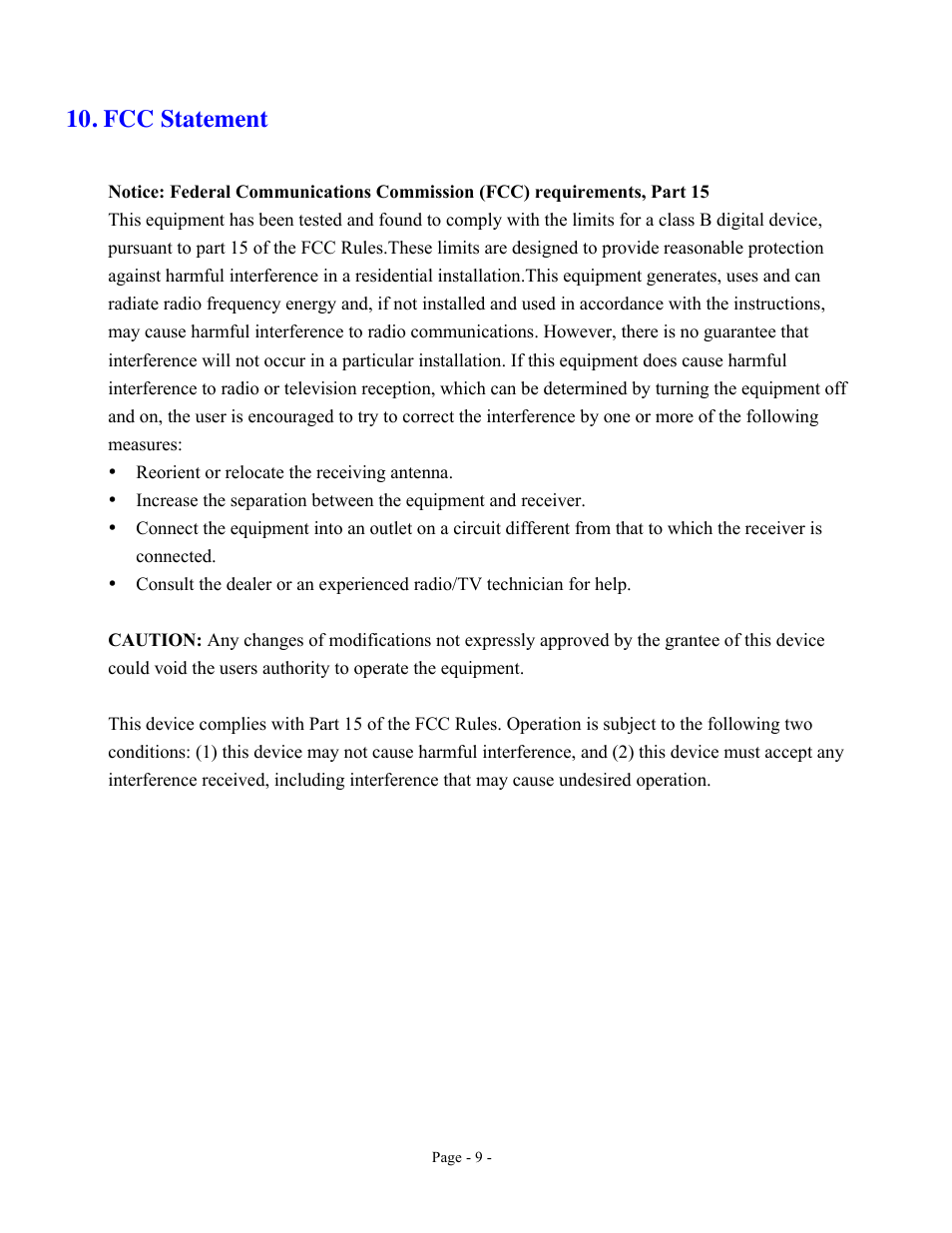 Fcc statement | GE 98706 User Manual | Page 9 / 9