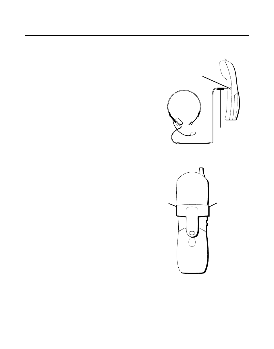 Headset and belt clip operation (optional), Connecting a headset to the handset, Connecting the belt clip | Eadset, Peration, Optional, Onnecting, Headset, Handset | GE 27730 User Manual | Page 35 / 100