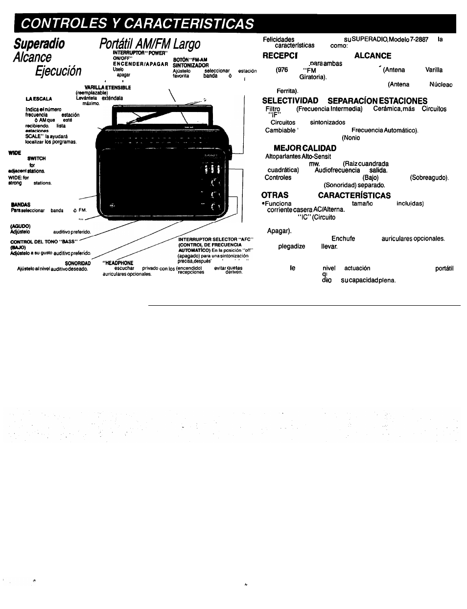 Y de, Alta, Radio | On de largo, La sonora, Super | GE 7-2867 User Manual | Page 7 / 16