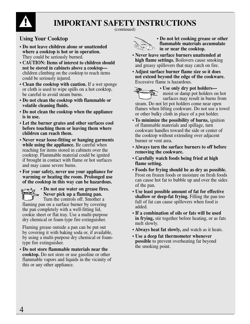 4important safety instructions | GE JGP389 User Manual | Page 4 / 64