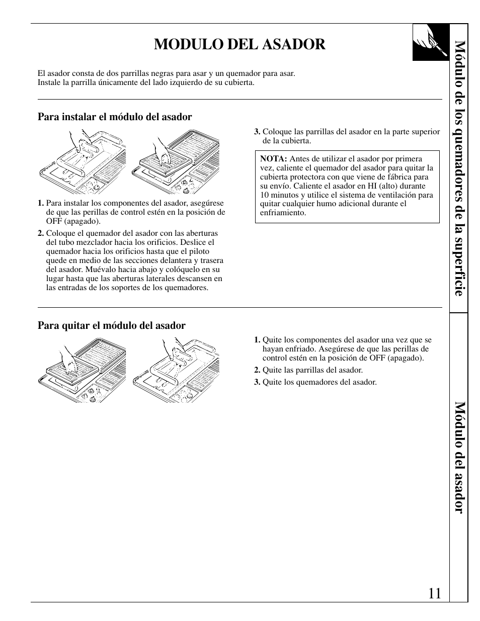 11 modulo del asador | GE JGP389 User Manual | Page 43 / 64