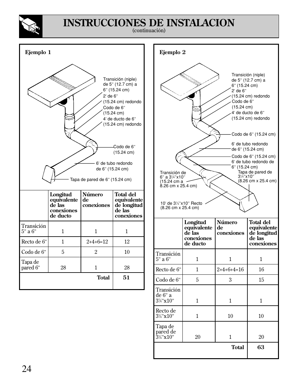24 instrucciones de instalacion | GE JGP389 User Manual | Page 56 / 64