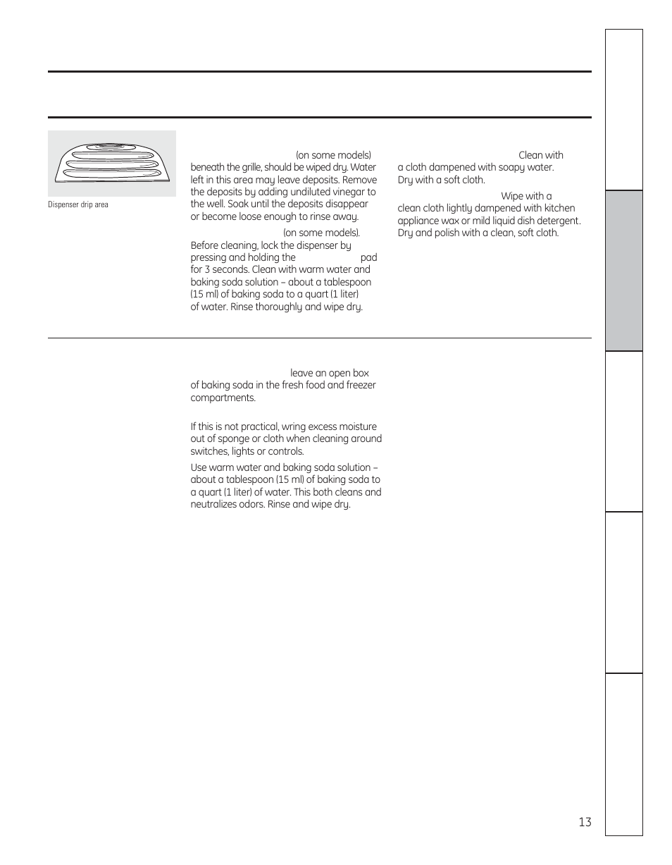 Care and cleaning, Care and cleaning of the refrigerator | GE 29 User Manual | Page 13 / 112