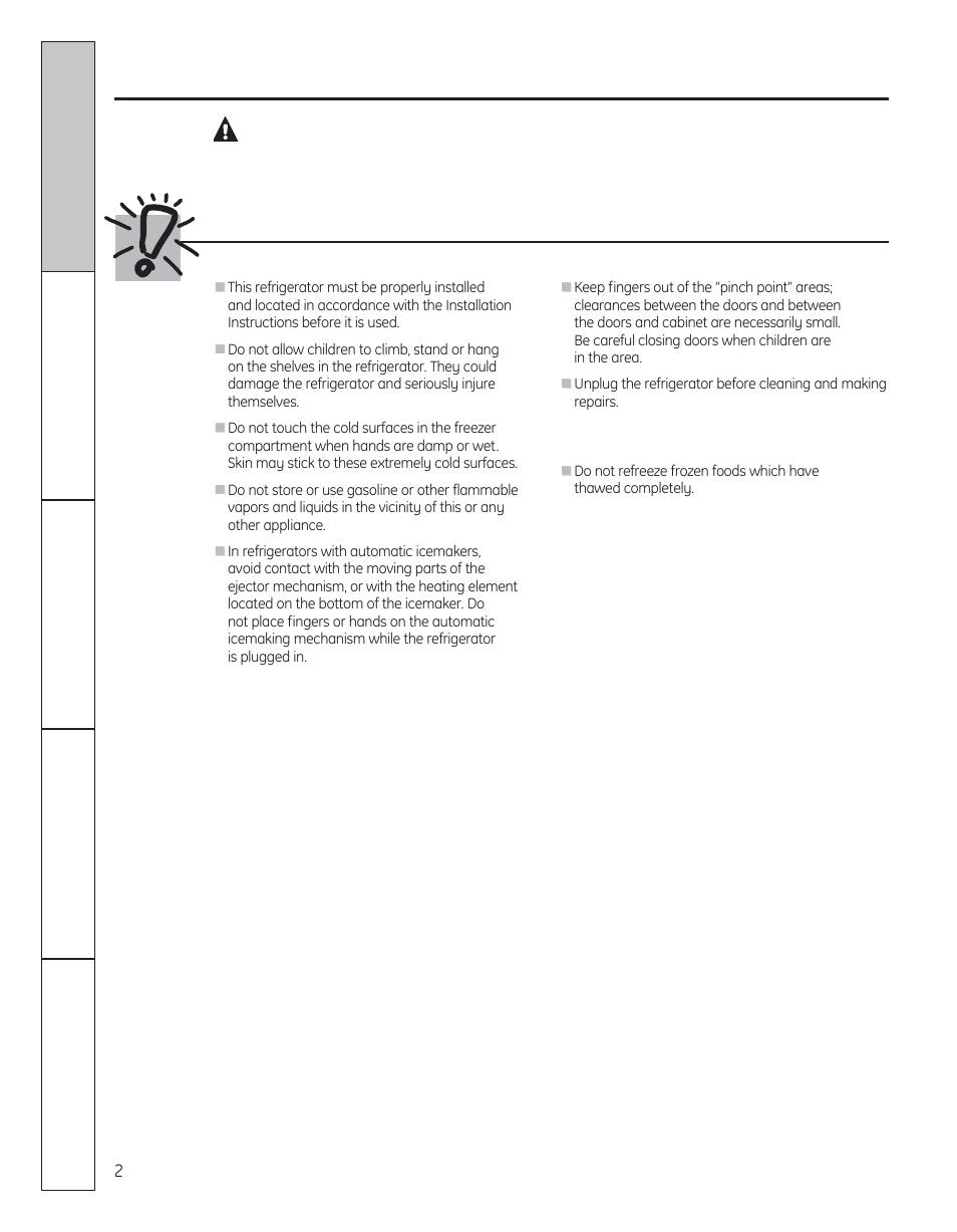 Safety instructions, Warning, Safety precautions | GE 29 User Manual | Page 2 / 112