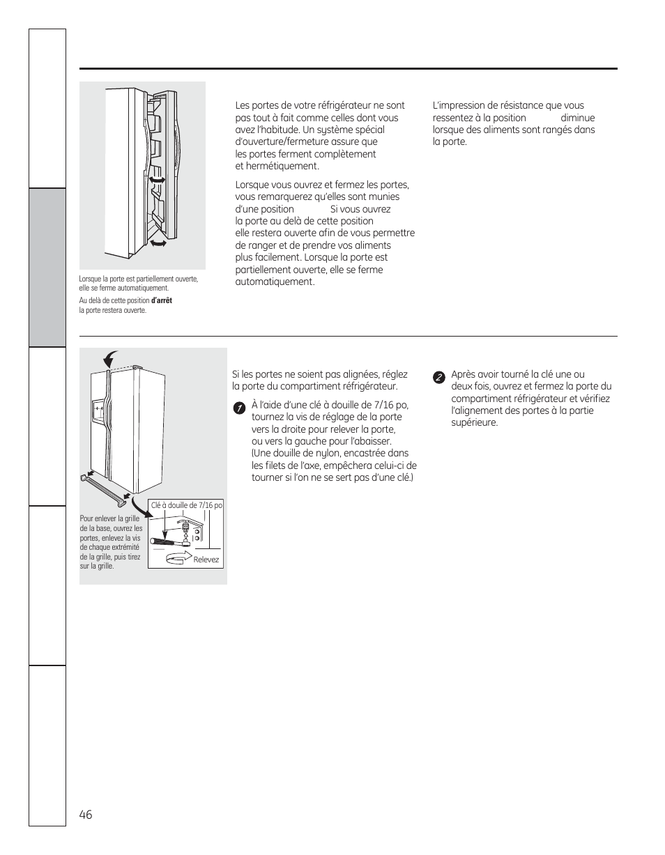 Les portes du réfrigérateur | GE 29 User Manual | Page 46 / 112