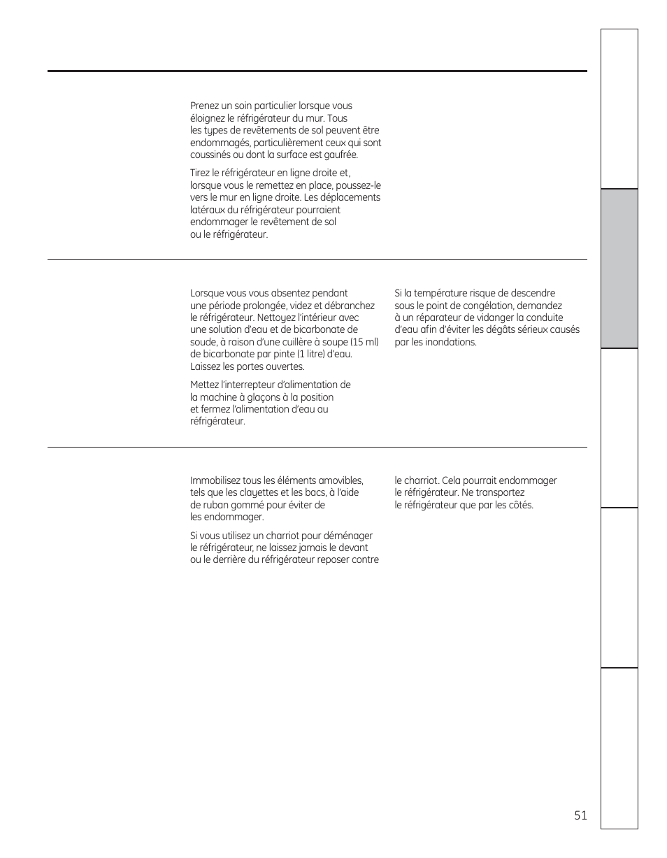 Entretien et nettoyage du réfrigérateur | GE 29 User Manual | Page 51 / 112