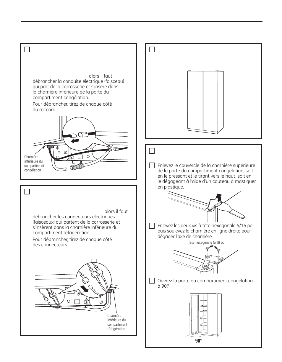 Instructions d’installation, Enlevez la porte du compartiment congélation | GE 29 User Manual | Page 55 / 112