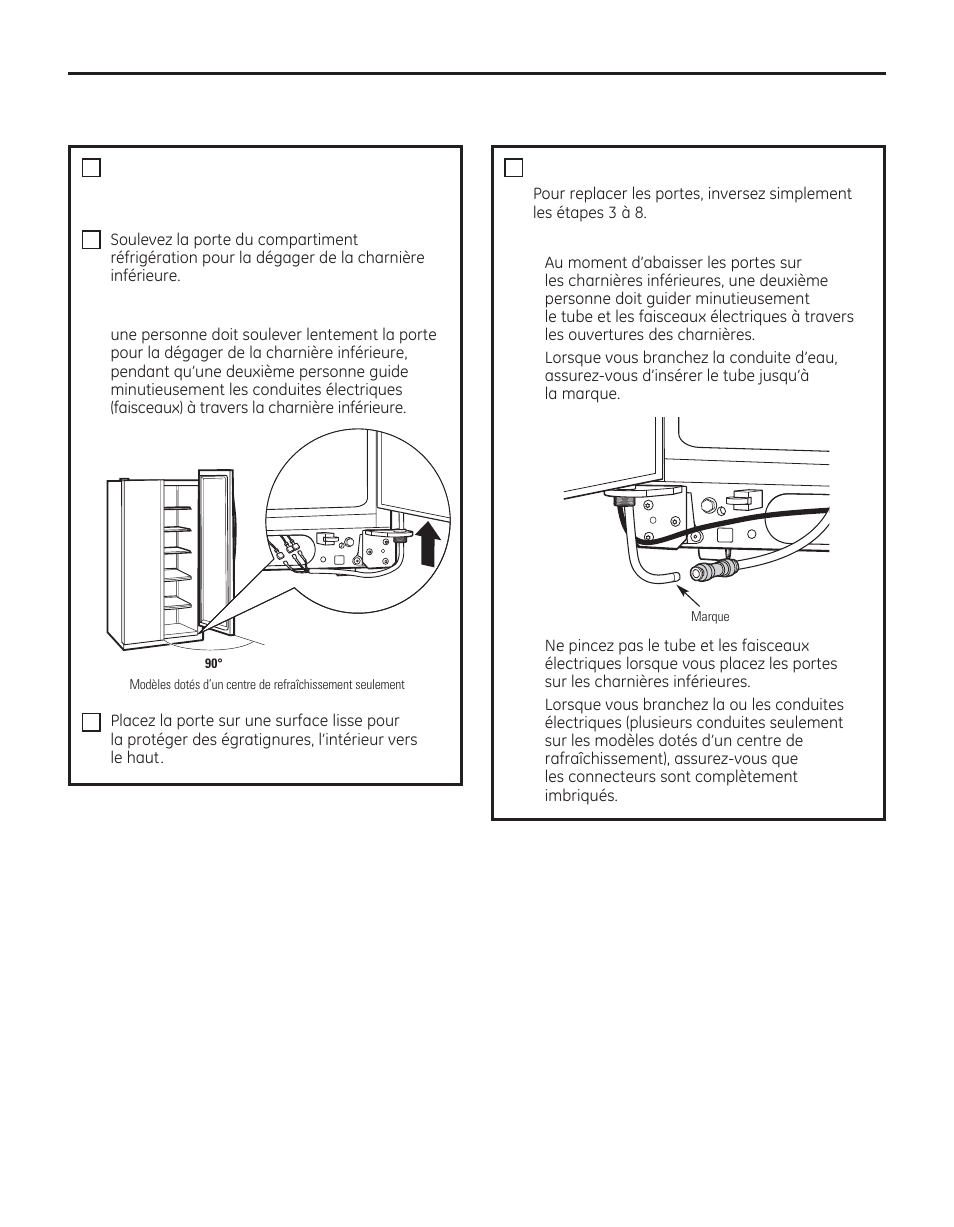 Instructions d’installation, Remise en place des portes | GE 29 User Manual | Page 57 / 112