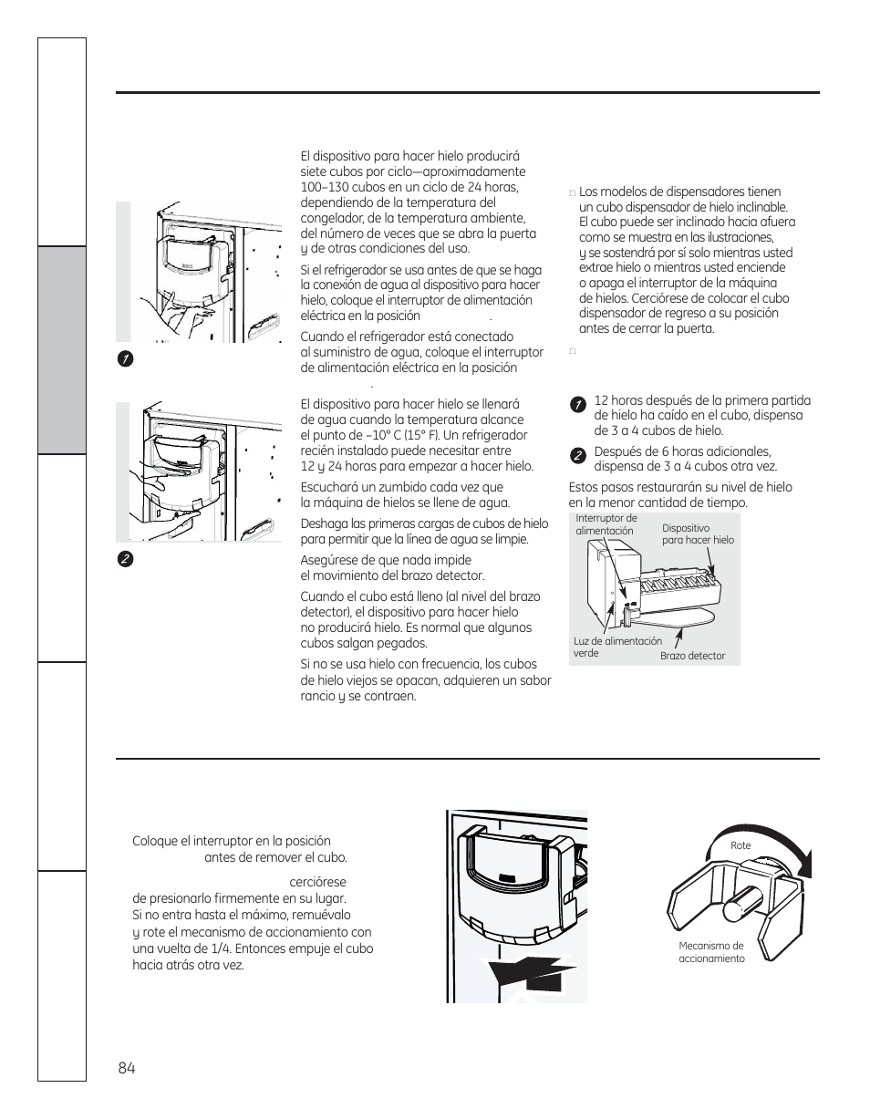 El dispositivo automático para hacer hielo | GE 29 User Manual | Page 84 / 112