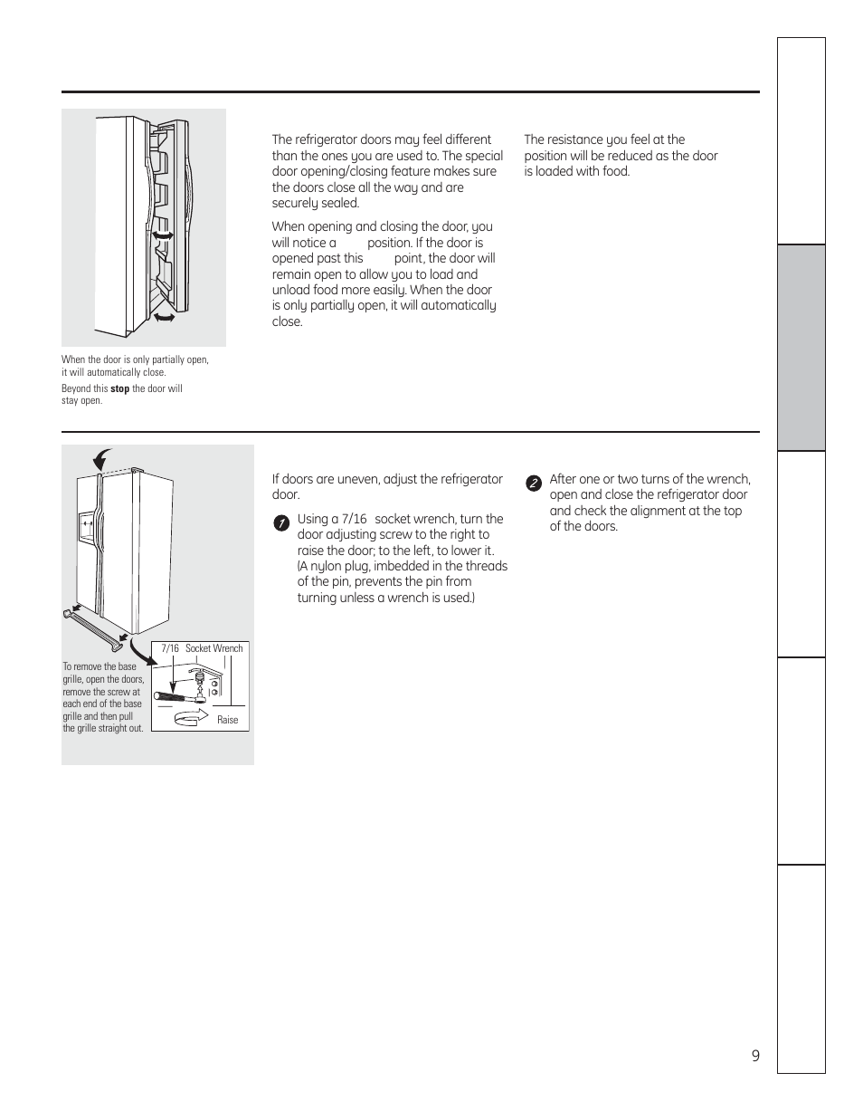 Refrigerator doors, About the refrigerator doors | GE 29 User Manual | Page 9 / 112