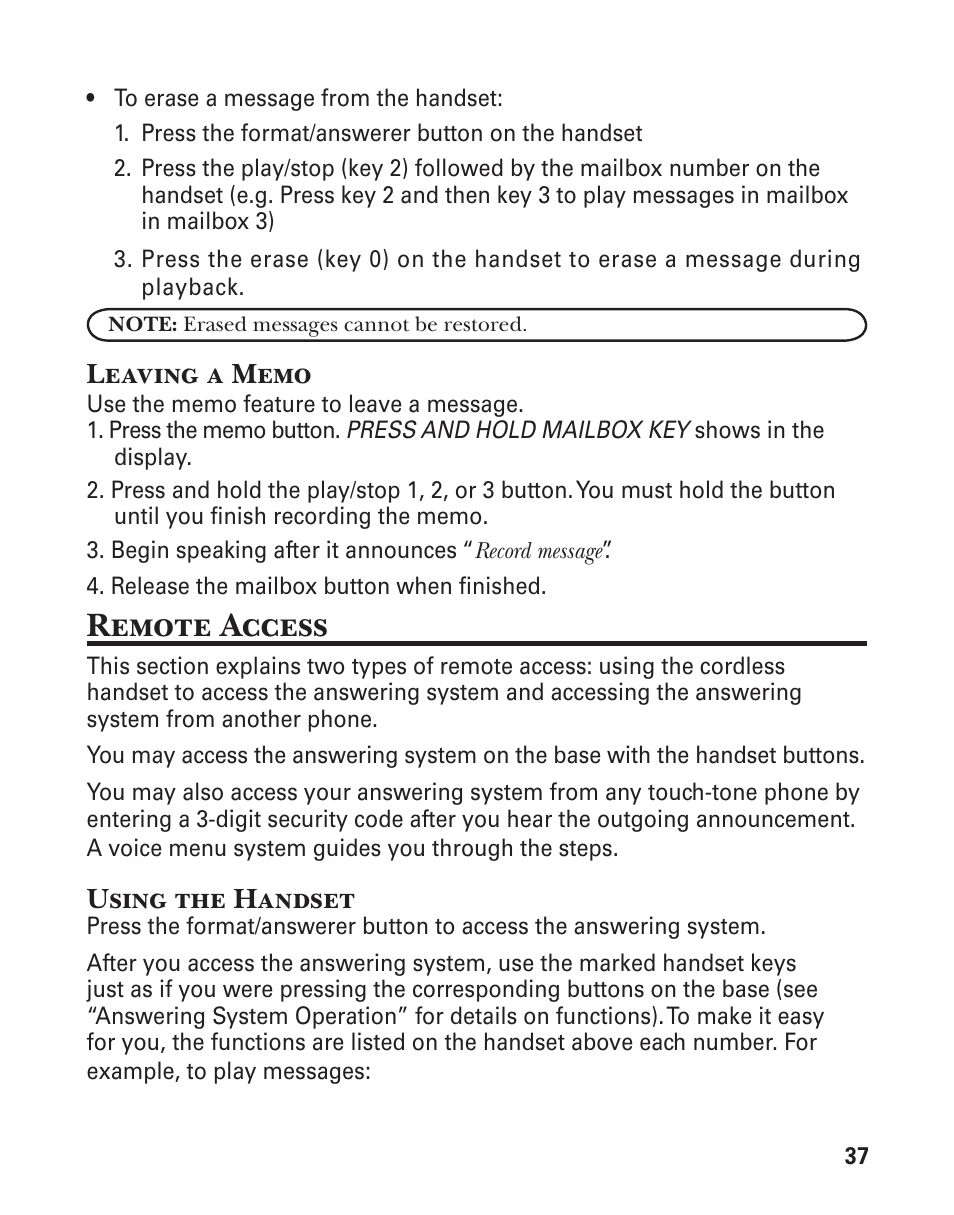 Remote access | GE 25880 User Manual | Page 37 / 100