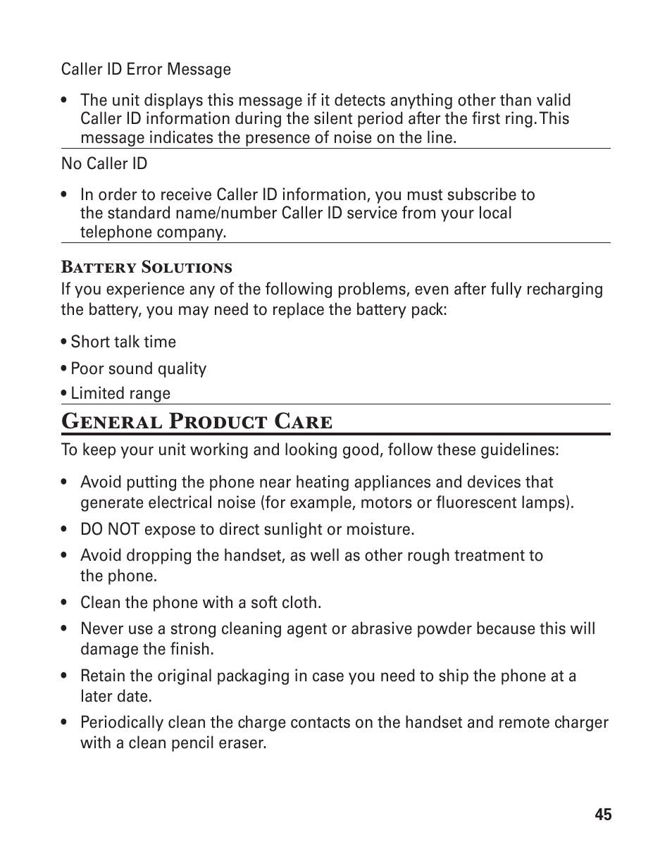 General product care | GE 25880 User Manual | Page 45 / 100
