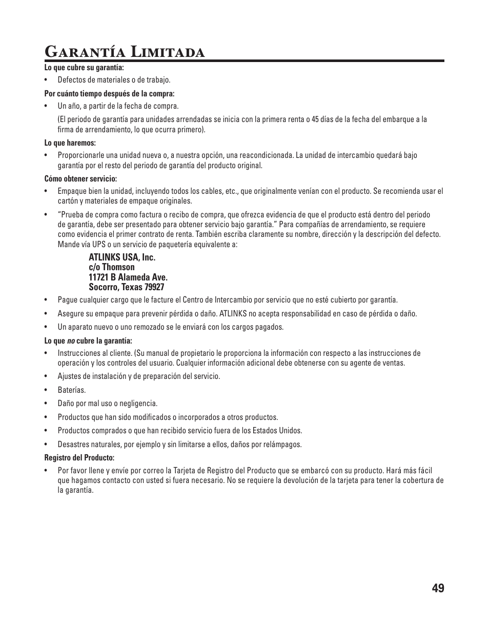 Garantía limitada | GE 25880 User Manual | Page 99 / 100