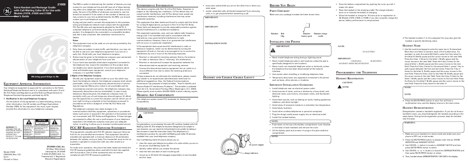 GE 21028 User Manual | 2 pages