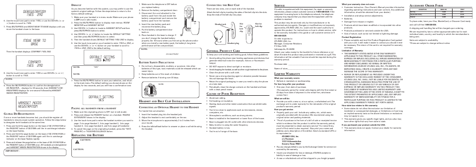Deregistration 1yes 2no, Move near to base confirm 1yes 2no, Default setting yes | GE 21028 User Manual | Page 2 / 2